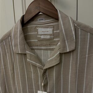 Porter & Ash Beige Striped Men's Linen blend Shirt